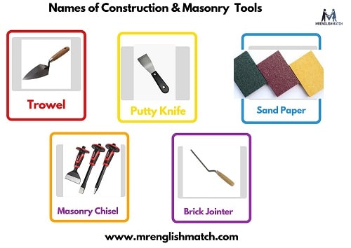 names of Construction & Masonry Tools