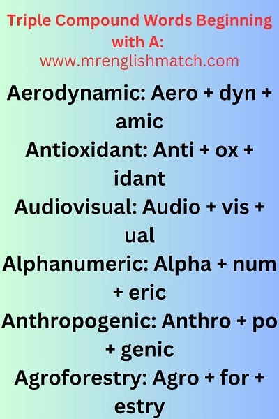 Triple Compound Words Beginning with A2