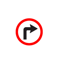 Traffic sign vehicles entering from right